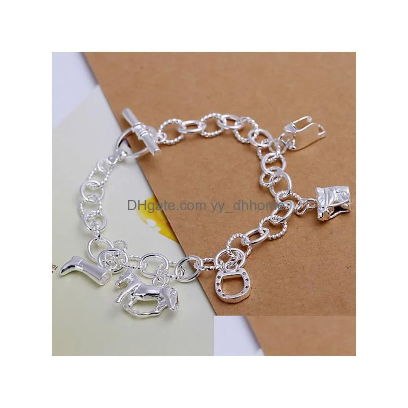 clover heart butterfly sterling silver plated link chain bracelets 8 pieces mixed style gtb10 online for sale fashion womens 925 silver