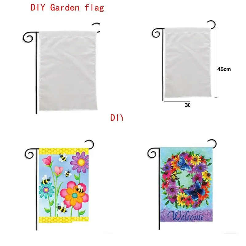 10pcs sublimation blank garden flag american flags heat tranfer printing garden banner banners size 30x45cm