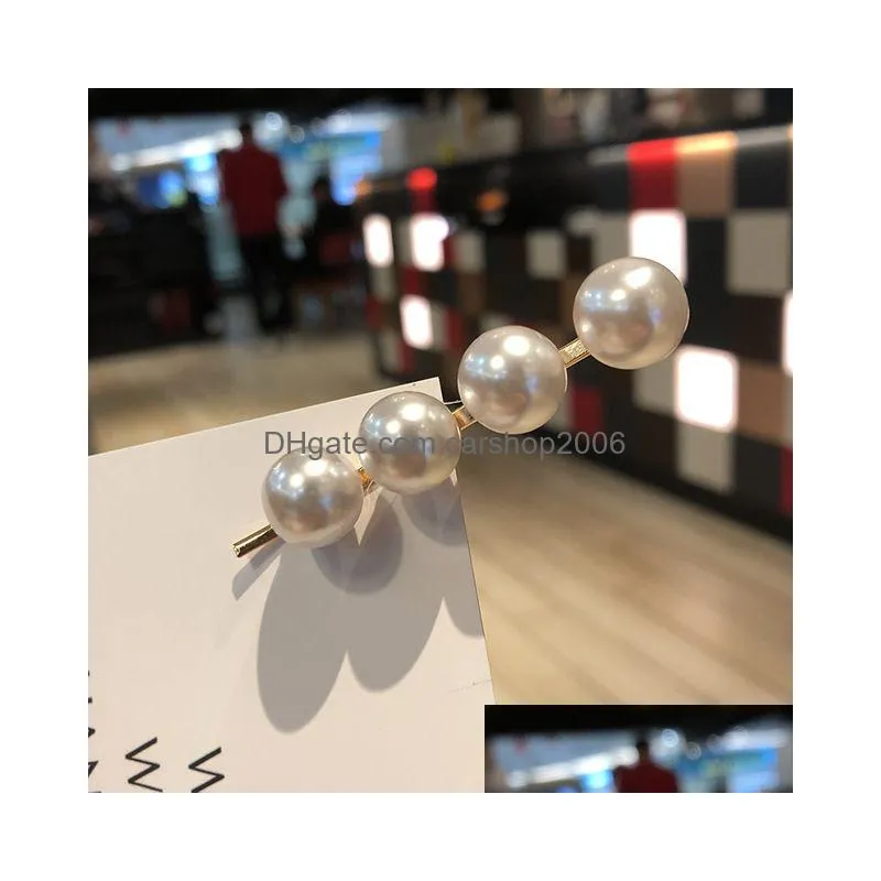 women candy color big pearl hair clip snap barrette stick hairpin hair styling hair barrettes headwear styling tool