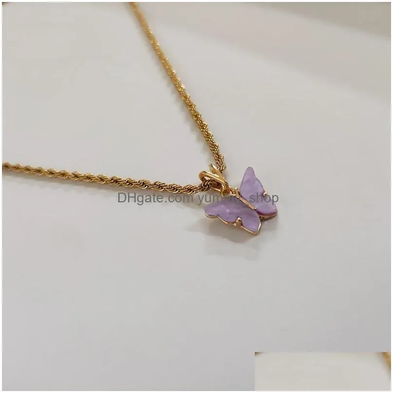  faceted cable chain butterfly choker necklace twisted rope chain butterfly necklaces for women summer jewelry