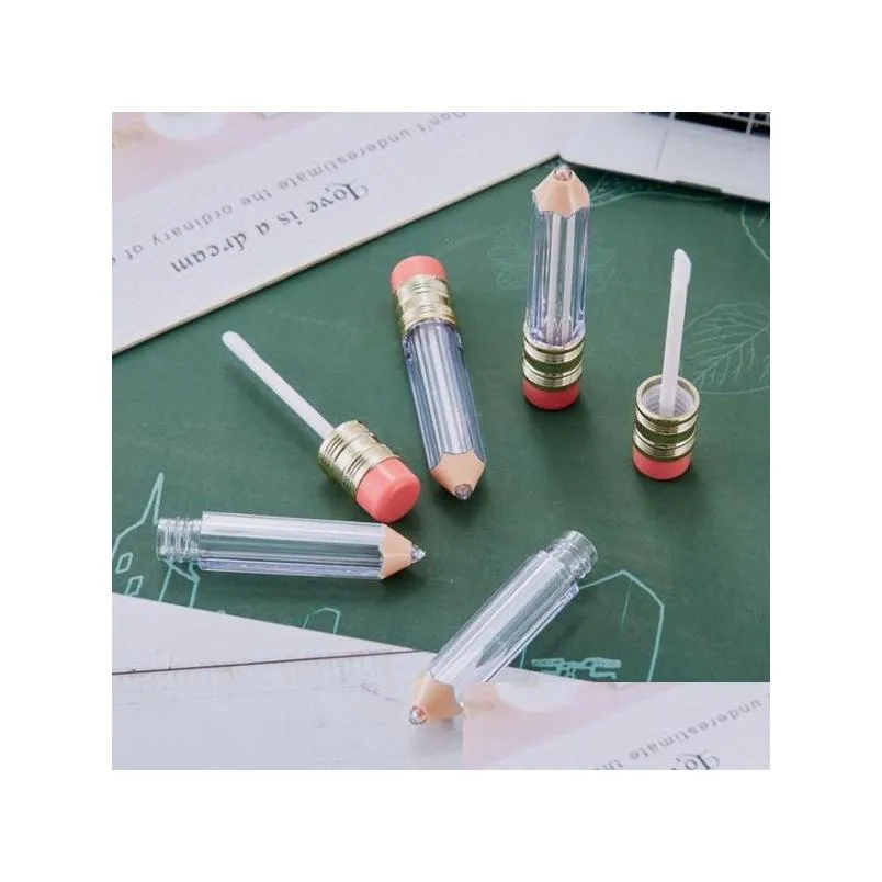 wholesale pencil shaped clear lip gloss tubes plastic empty lip gloss tube lip balm tubes refillable lipgloss bottles