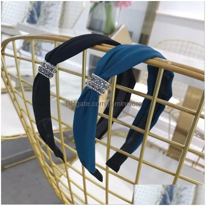 new fashion hair accessories womens diamond side knotted fine side with teeth headband headband wild girls hair band headwear