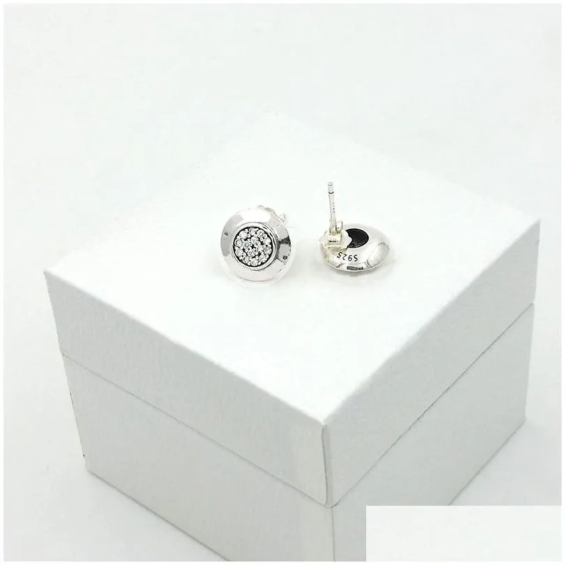 women classic design jewelry designer earrings original box for pandora 925 sterling silver crystal diamond womens stud earring