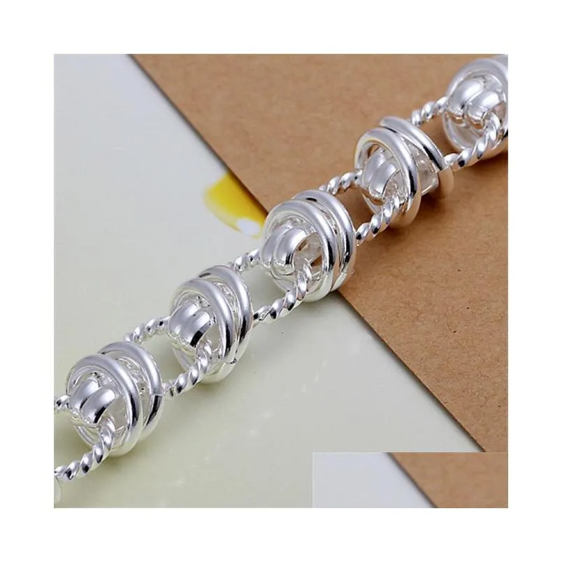 sterling silver plated double circle to link chain bracelet gssb072 fashion 925 silver plate jewelry bracelets
