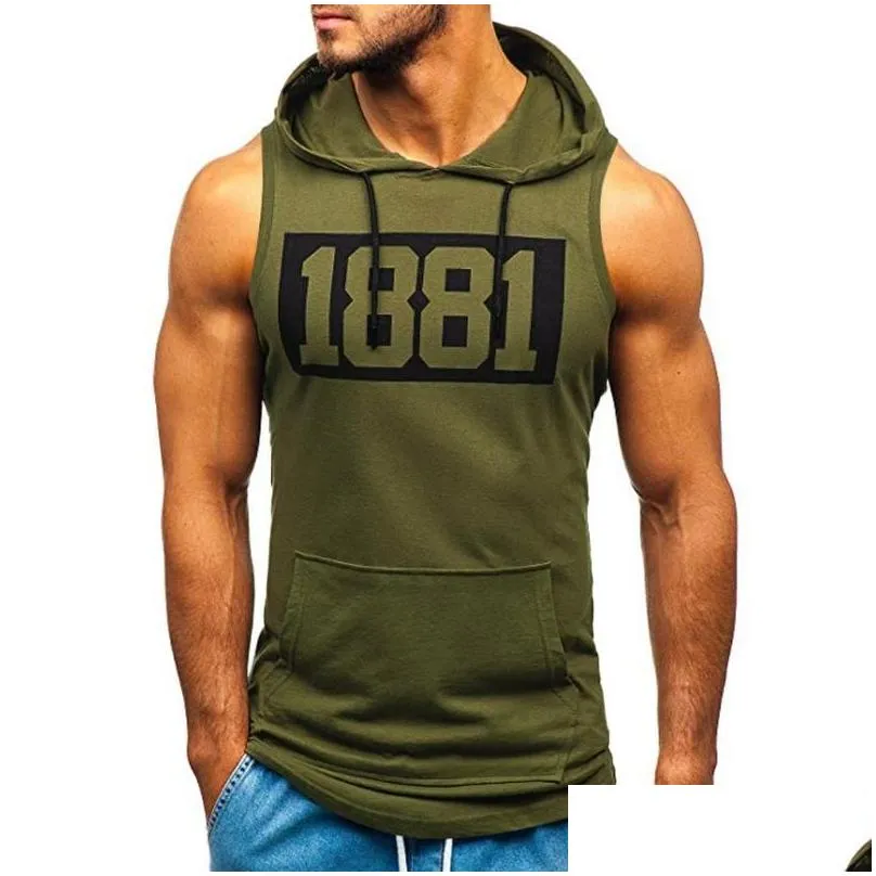 mens tank tops brand gyms clothing mens bodybuilding hooded top cotton sleeveless vest sweatshirt fitness workout sportswear male