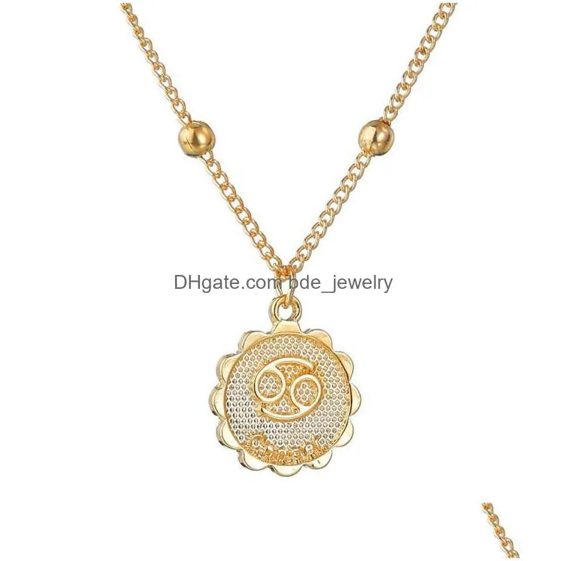 12 zodiac necklaces retro constellation sign pendant gold chains necklace for men luxury designer jewelry women necklace 2020 