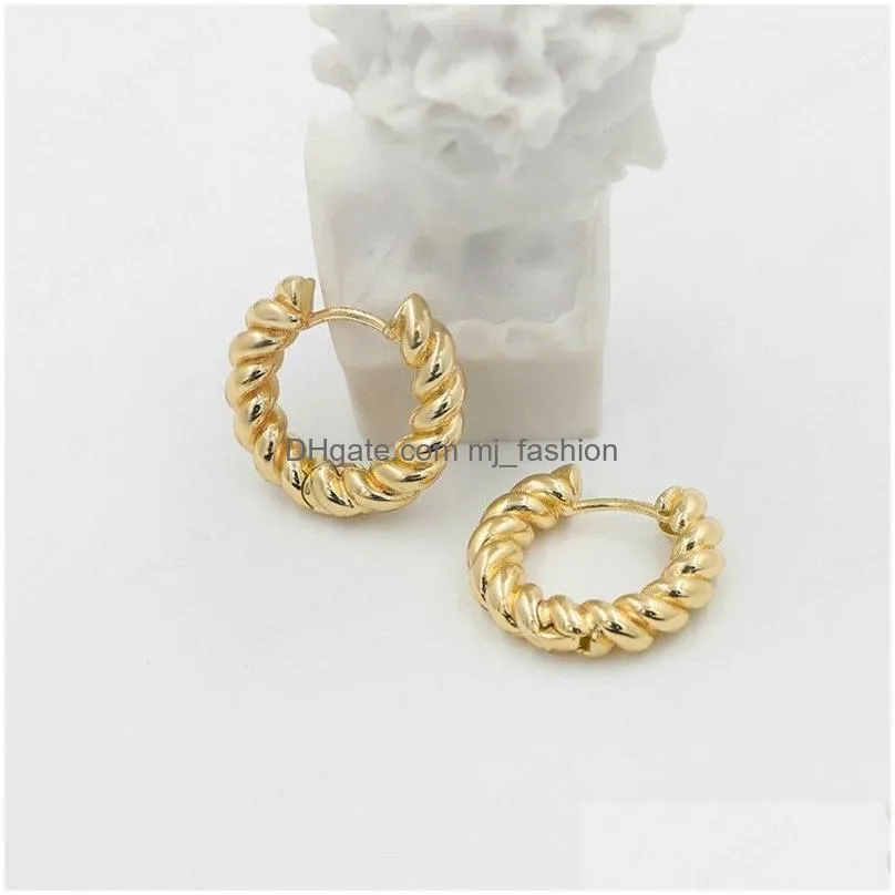 gold silver color tiny twisted hoop earrings minimalist chunky hoops geometrical brass earring for women jewelry gift
