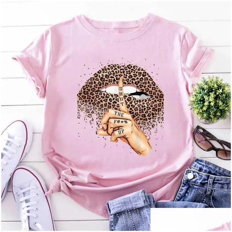 retail designer womens tshirt plus size s3xl short sleeve tops leopard lips print crew neck tee summer clothes female casual streetwear