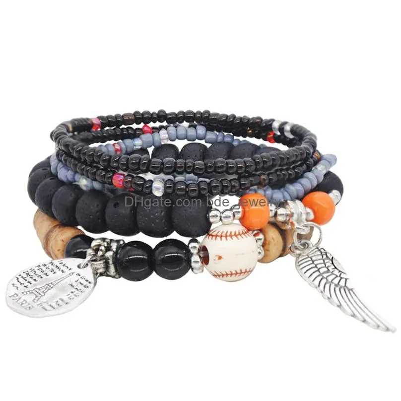  high quality boho national wind bangle bracelets color multilayer stretch rice beads bracelet women fashion accessories