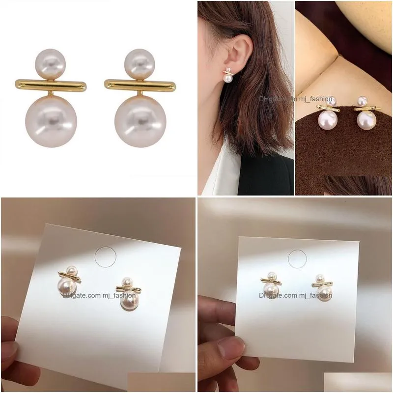 exquisite simulated pearl stud earrings women elegant simple white pearl earrings all match pendientes 2020 fashion jewelry gift