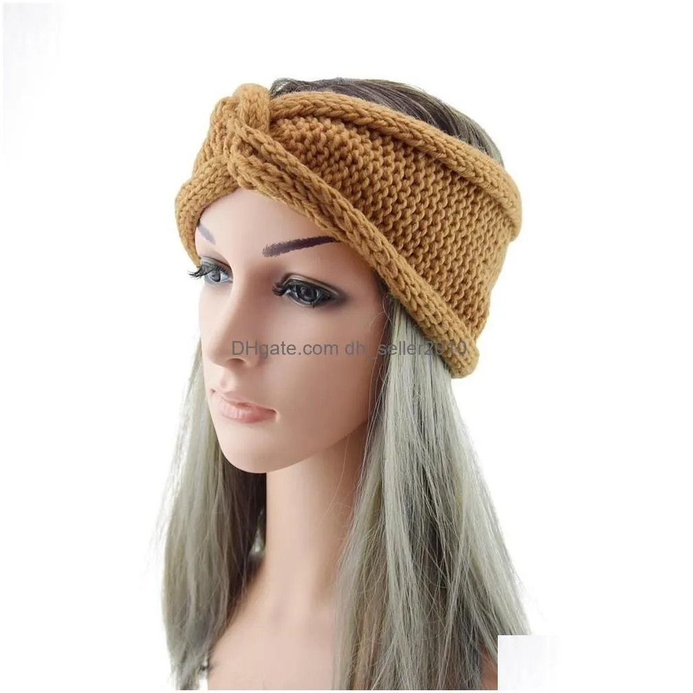  dhs ins new 16 colors lady girls knitted headbands designer hairbands crochet twist headwear headwrap women hair accessories