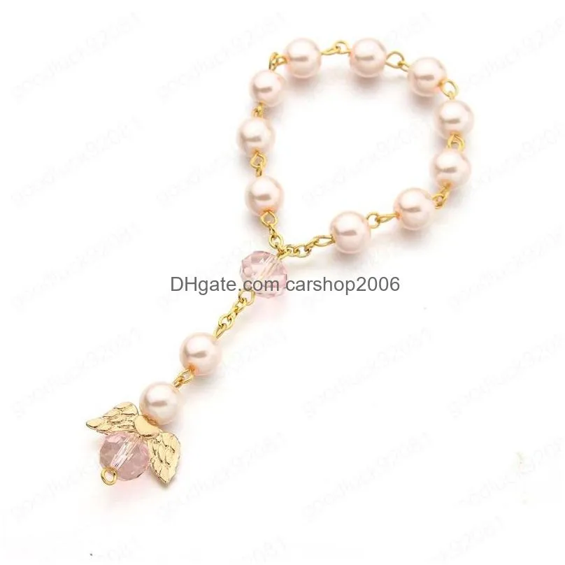 angel baptism favors glass pearl more color communion favors recuerditos para bautizo finger rosaries christening favors