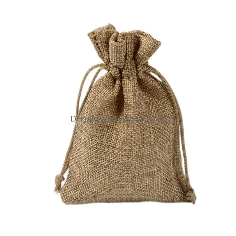 7x9cm rustic hessian burlap drawstring gifts bags candy small jewelry pouches wedding christmas party favors packing pouch bag