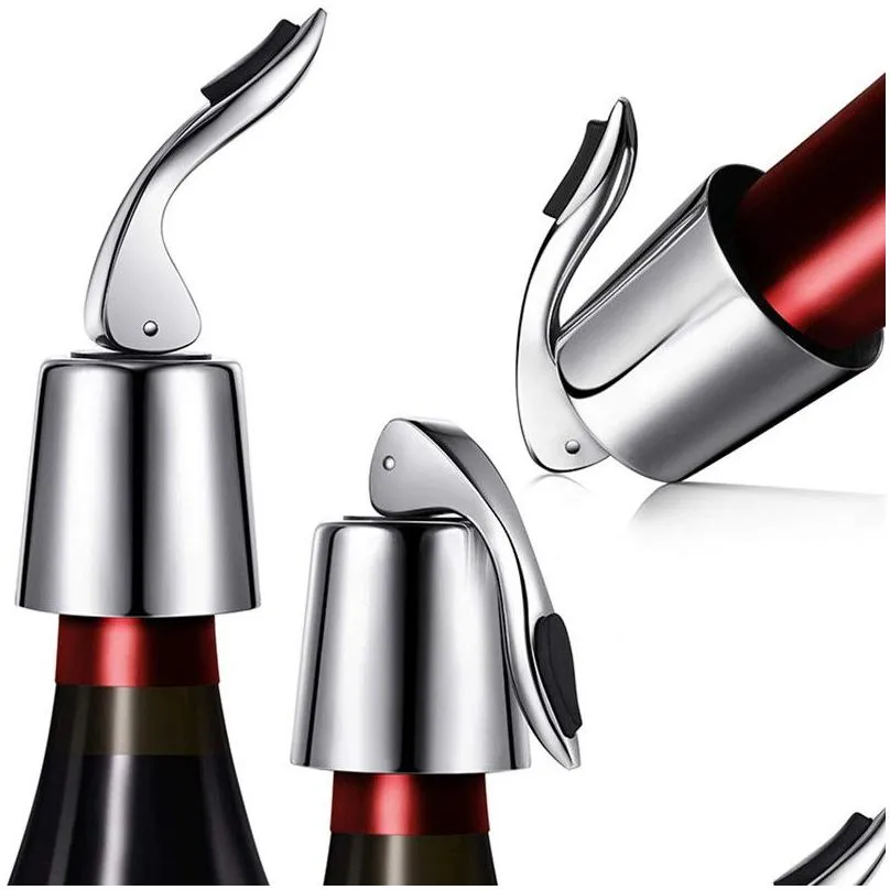 reusable bar tools wine bottle stopper stainless steel vacuum sealed wine saver with silicone storage sealer preserver champagne closures lids caps gift