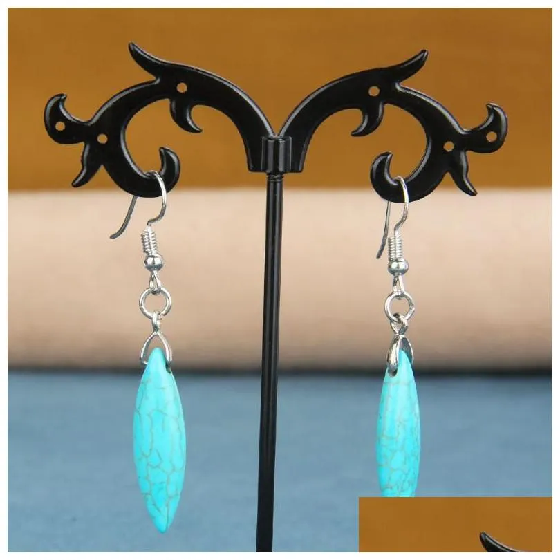 womens shuttle drop tibetan silver turquoise dangle chandelier earrings gstqe103 fashion gift national style women diy earring