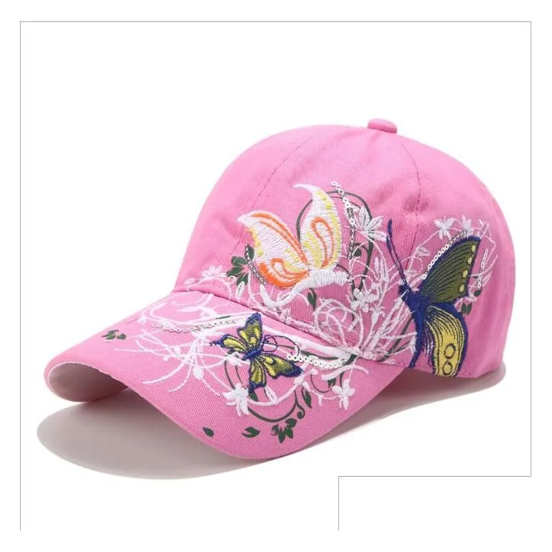 sequin embroidery butterfly embroiderys baseball cap hats gsmb049 fashion accessories sun protection ball caps hap