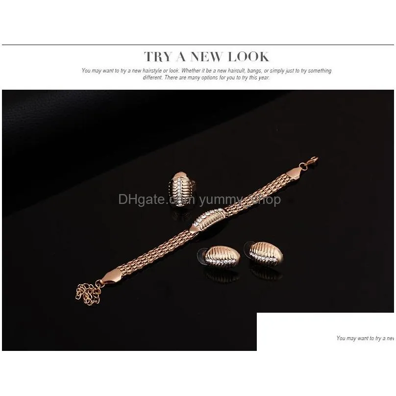 wavy line geometry jewelry sets white gemstone necklace bracelet earrings rings 18k gold jewelry family of four gtomks012