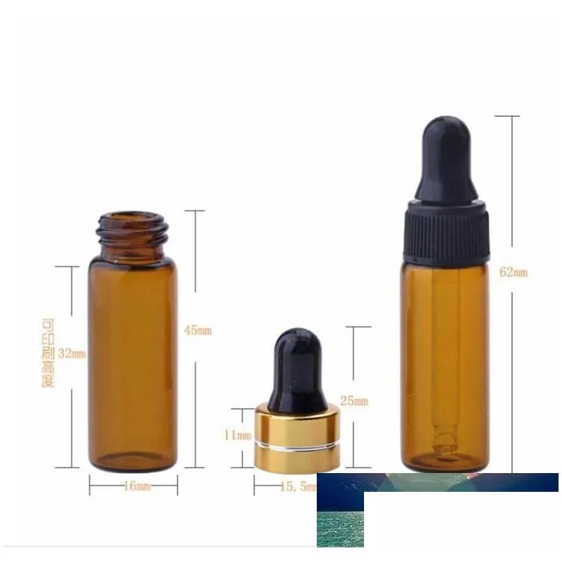 3000pcs/lot empty amber clear glass dropper bottle vials 5ml mini liquid pipette bottles for essential oil perfume with price