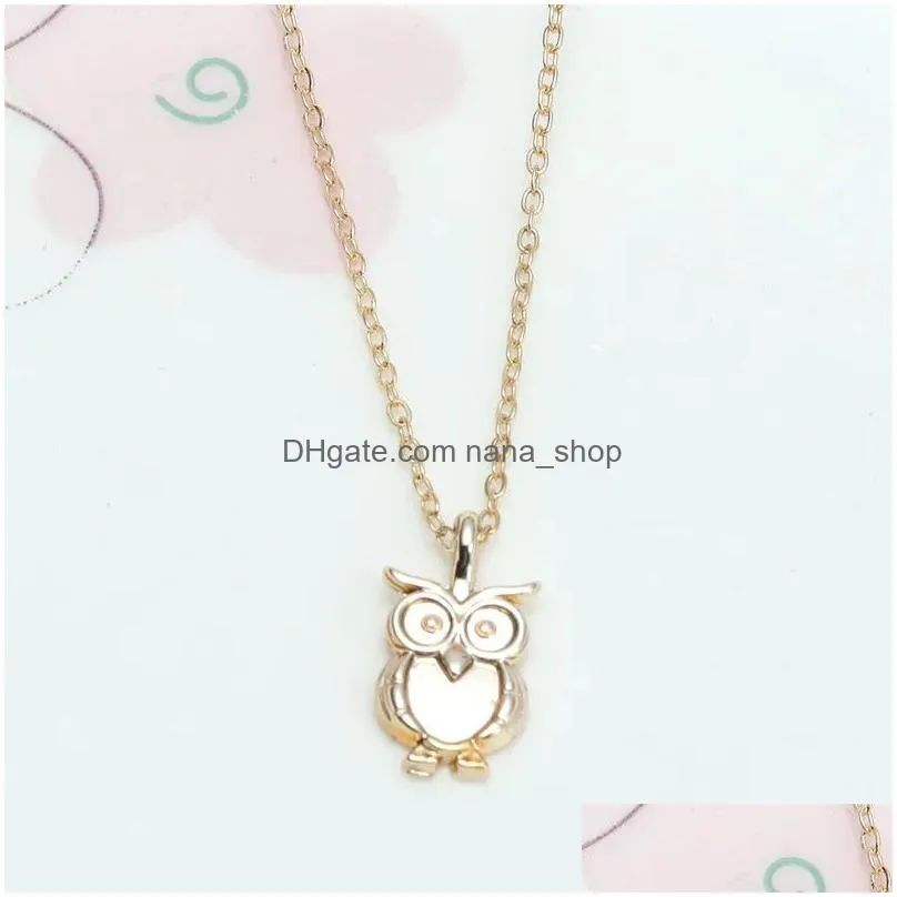 fashion jewelry wisdom owl pendant 18k gold plated necklace woman alloy south american womens choker silver mens necklaces with letters card friend