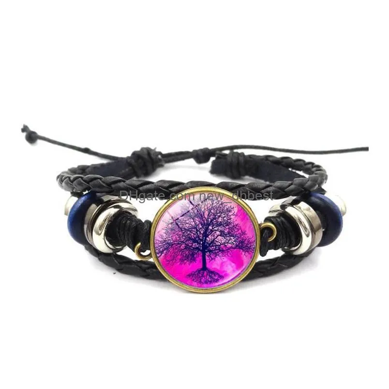 tree of life bracelet 18mm ginger snap button chunks wrap multilayer glass cabochon bracelet cuffs adjustable fashion jewelry