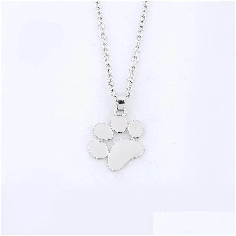 high quality jewelry cute animal dog paw small pendant necklace wfn609 with chain mix order 20 pieces a lot