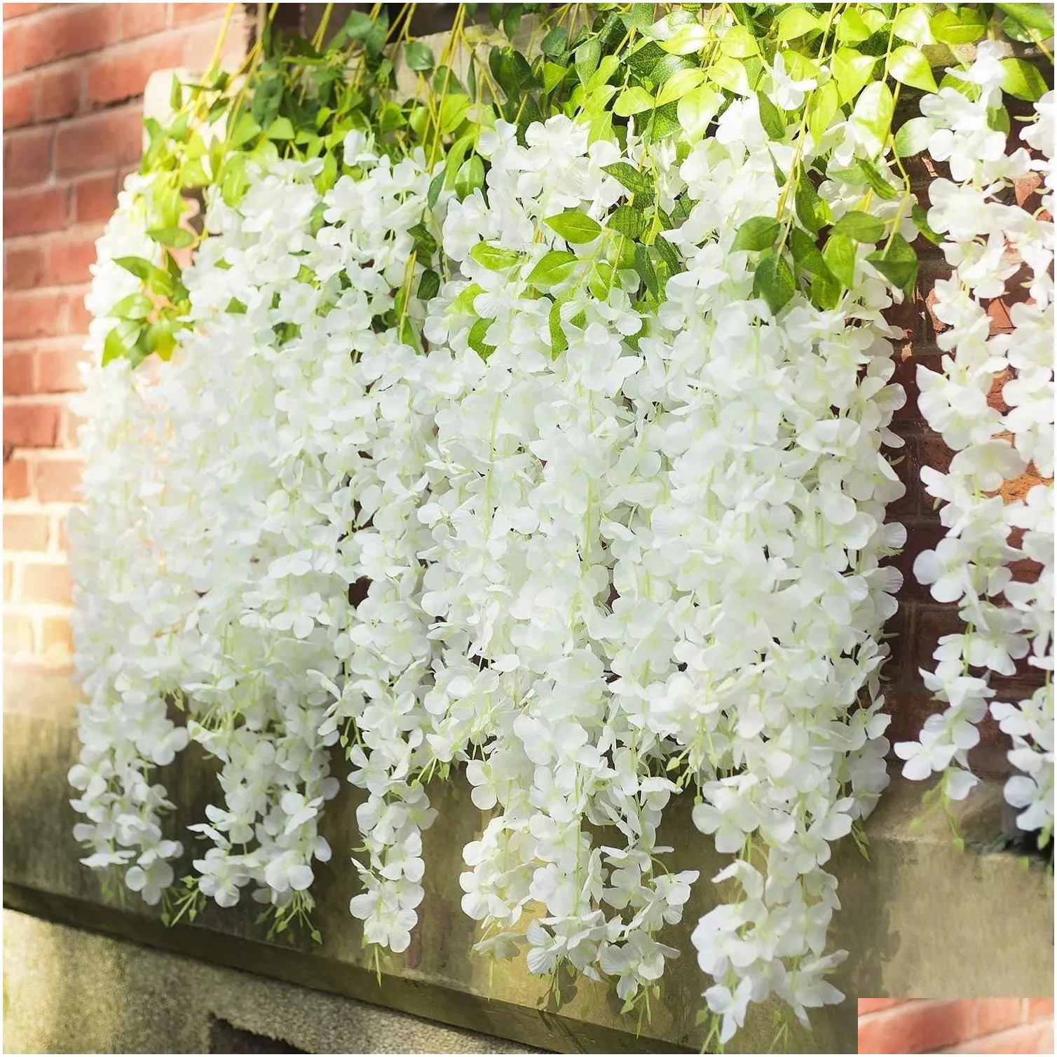 diy wisteria artificial flowers hanging garland vine rattan fake flower string silk flowers for home garden mall wedding decoration