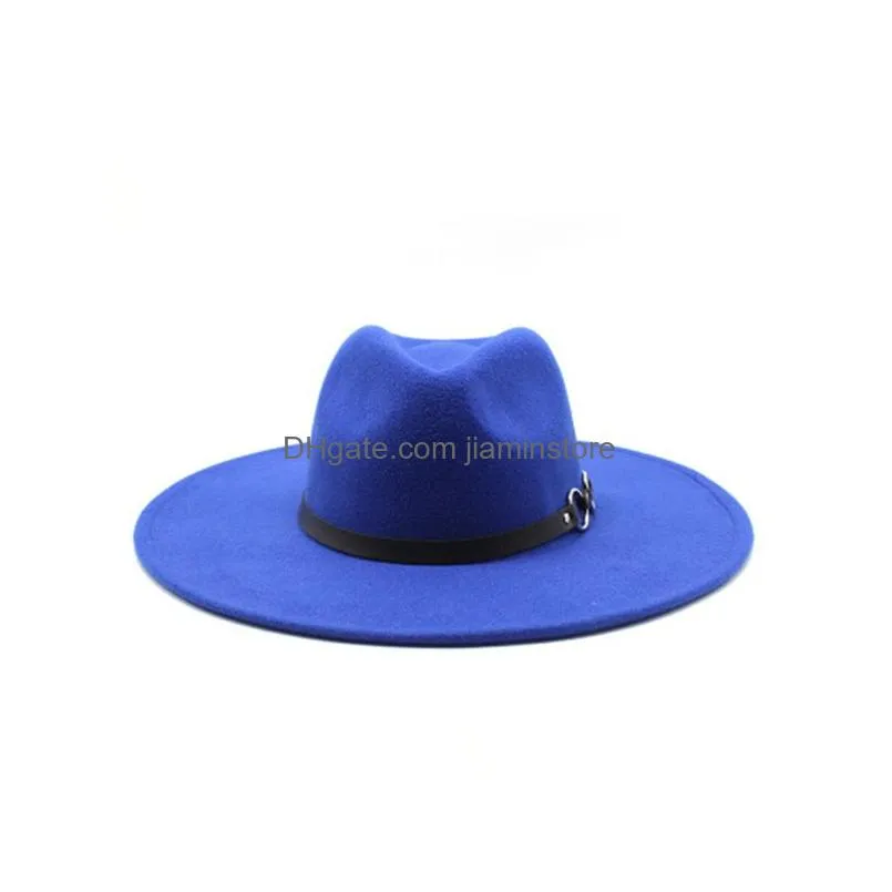 winter hats big brim 9.5cm solid color with band belt luxury classic simple fedora hats women formal dress designed fedora hats