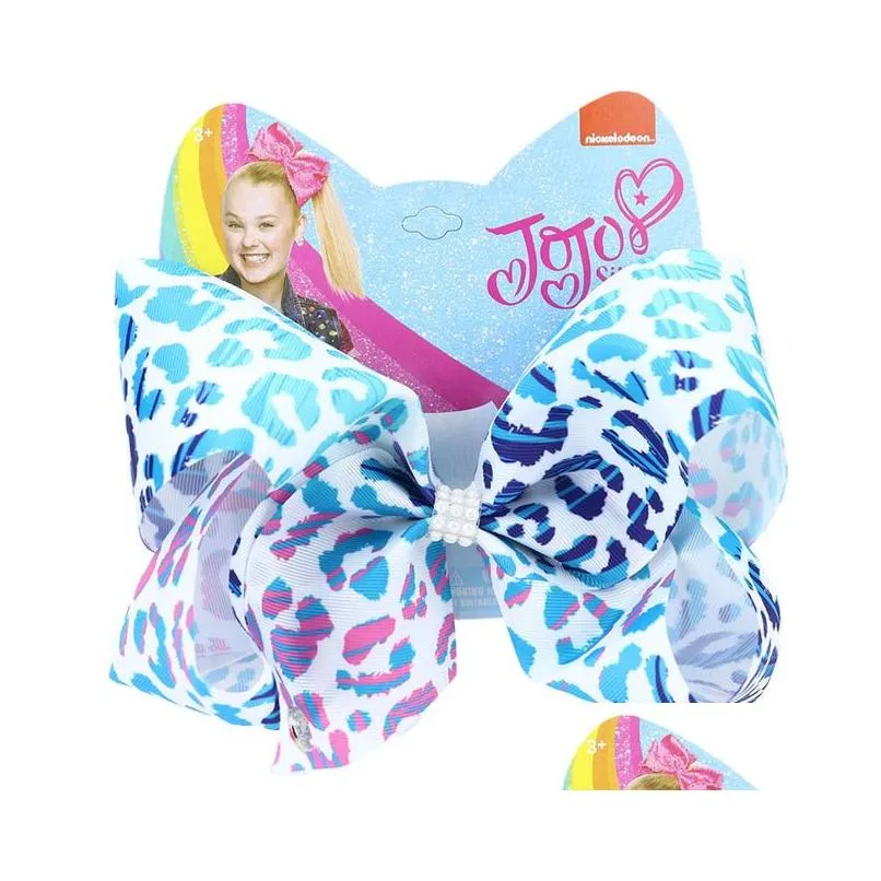 8 jojo siwa bows leopard hairgrips grosgrain ribbon camouflage hairpin kids party hair clip fashion hair accessories for girls