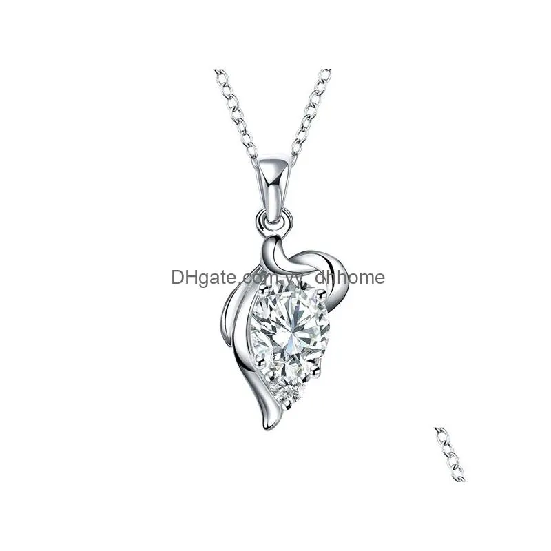 gift fashion womens gemstone 925 silver plated necklaces pendant 10 pieces mixed style wholesale sterling silver plate pendant necklaces