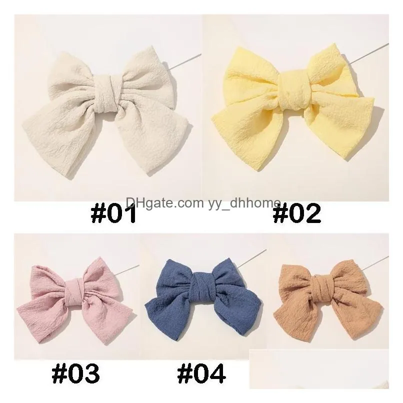 5 color puff big bowknot girls hair pins simple hairpin women pure color barrettes fashion hair clips hair accessories headwear