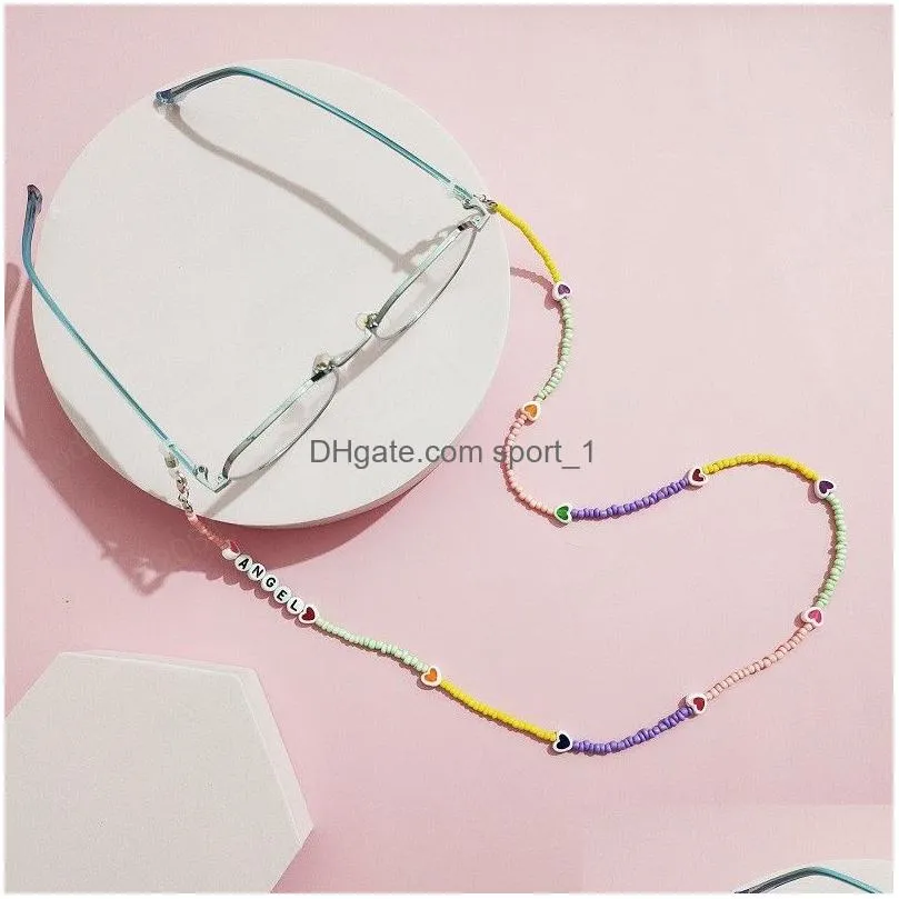 bohemian rainbow gradient color glasses chain for women love alphabet beads lanyard necklace straps fashione jewelry