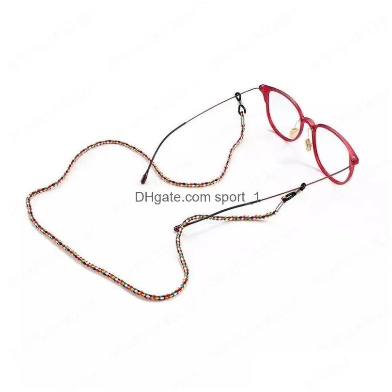 colorful braided light glasses attach cord for daily and sport sunglasses antiskid loops unisex glasses chain