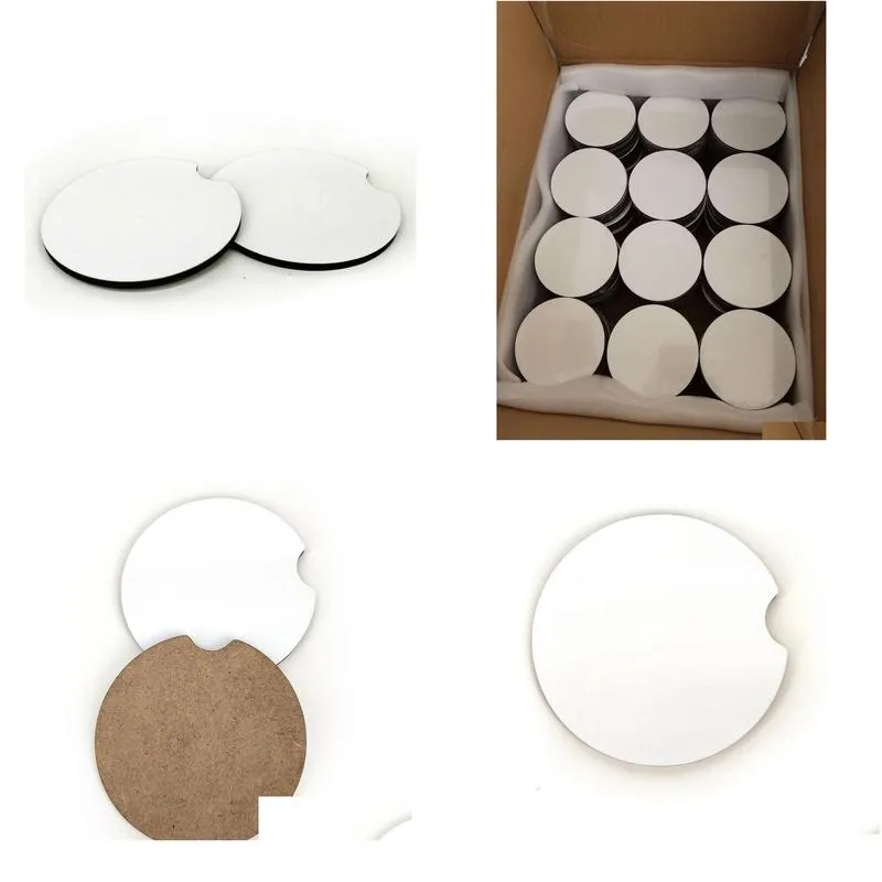 5pcs sublimation wooden mdf blank car mats transfer printing coasters with cork and nonslip