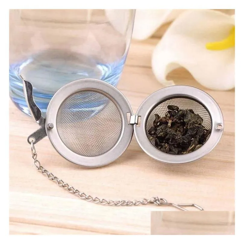 100pcs teaware stainless steel mesh tea ball infuser strainer sphere locking spice tea filter filtration herbal ball cup drink tools