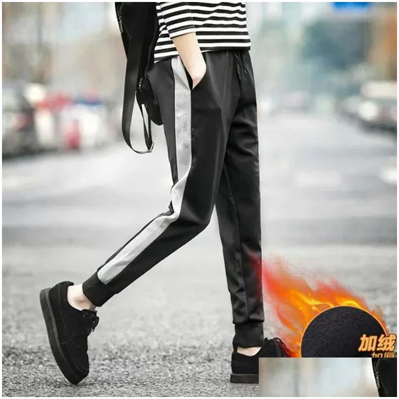 spring summer sweatpants mens korean casual striped sports mens large size 5xl small feet trousers student mens joggers pants