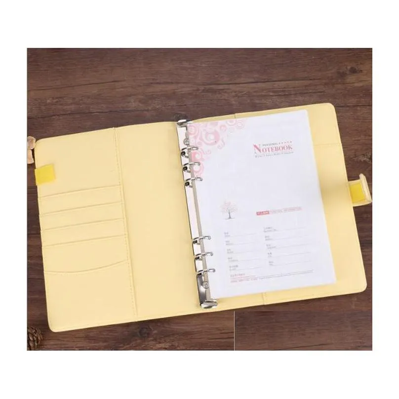 5pcs a6 empty notebook binder loose leaf notepad without paper pu faux leather cover file folder 19x13cm