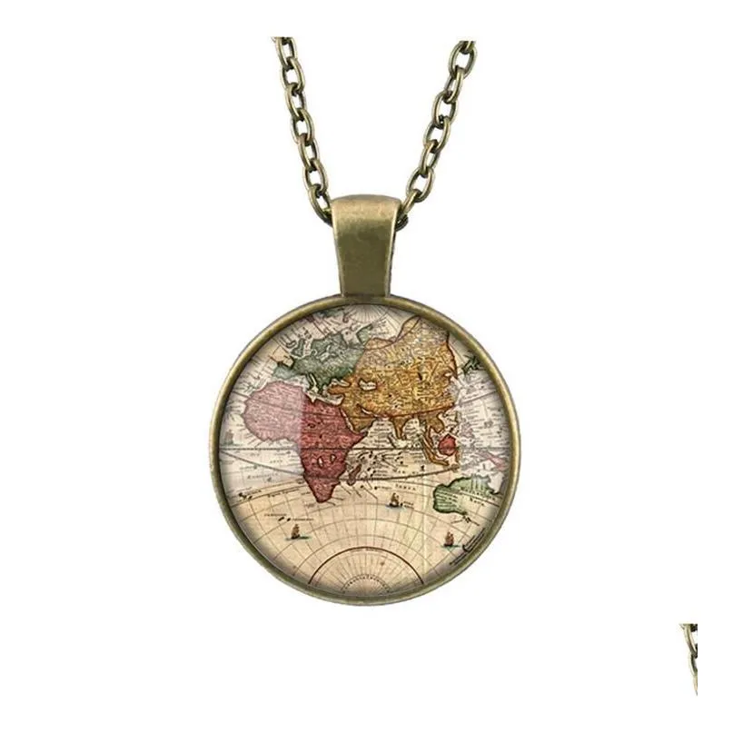 ancient map pendant mens and womens time jewelry necklace factory direct sales gsfn121 with chain mix order 20 pieces a lot