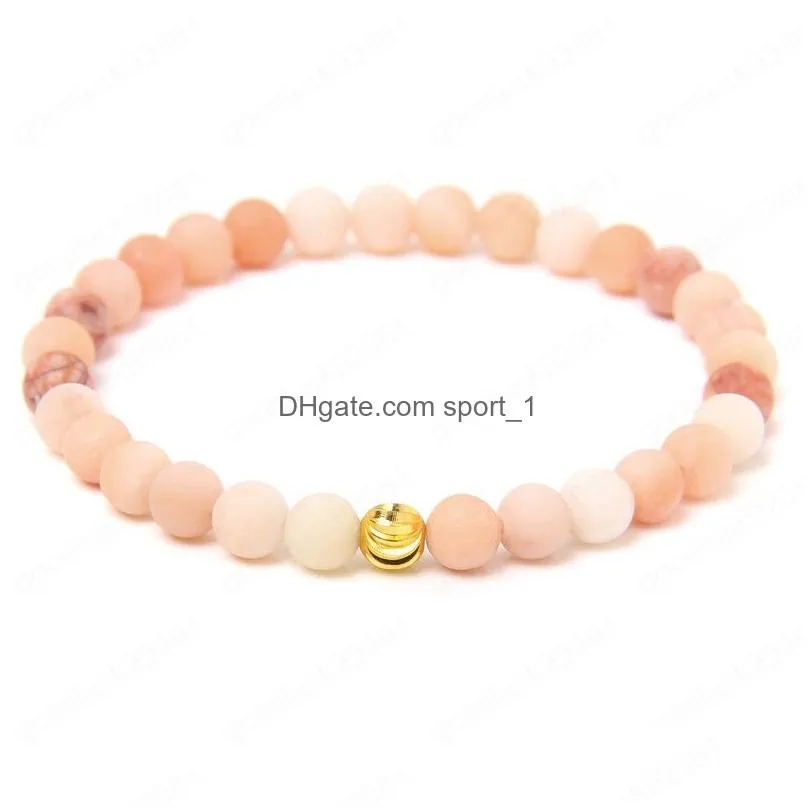 6mm matte natural stone bracelet golden beads charm bracelet for women exquisite jewelry gift