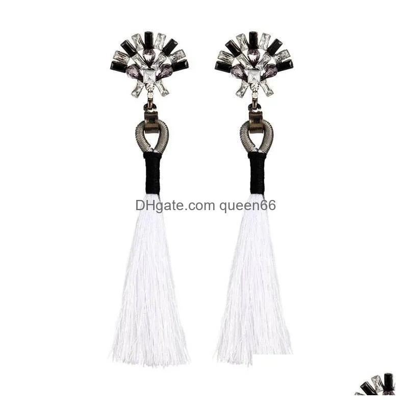 rhinestone crystal tassel earring 8 colors chandeliers earrings long tassel bohemina dangle earrings for women gifts