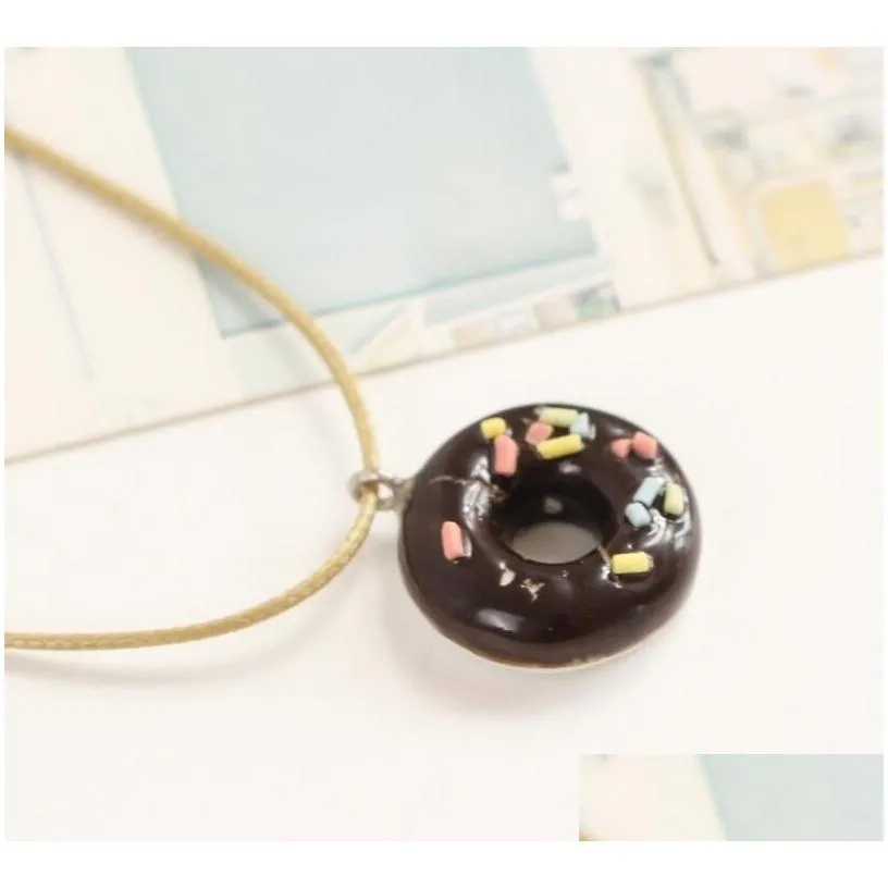 donut small  girlfriends necklace simple jewelry ceramic jewelry gsfn500 with chain mix order pendant necklaces