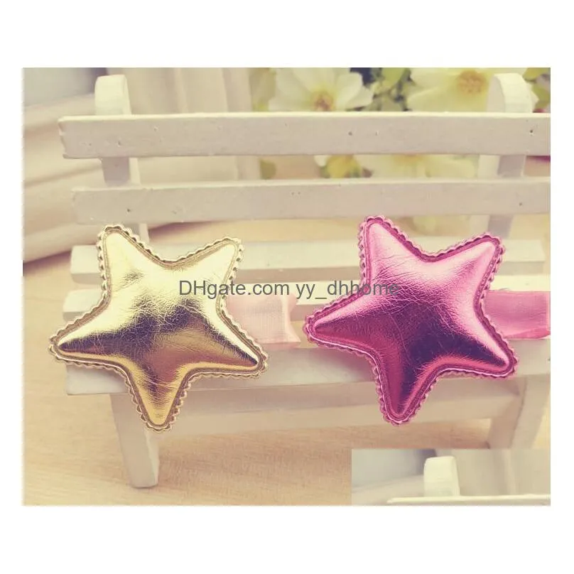 high quality glossy leather crown side hair clips baby fivepointed star hairpin cute fj063 mix order