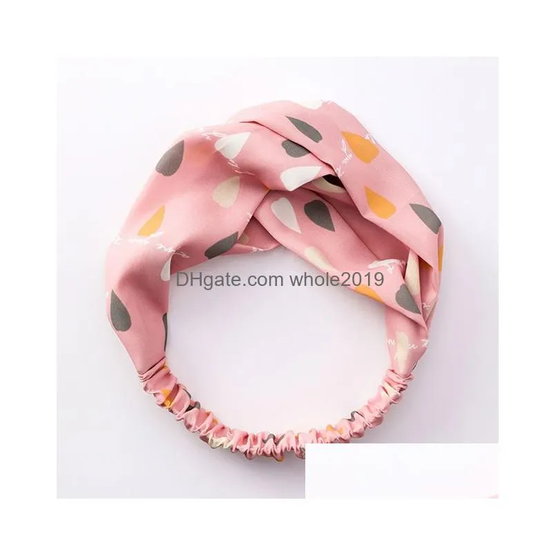 new floral print knot headband elastic hairband stretch hair bands girls headwear cross turban boho heradband hair accessories