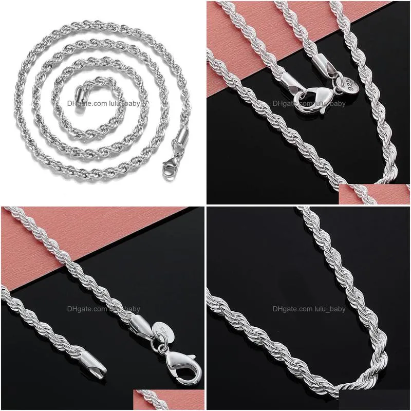 bulk 4mm 925 sterling silver twisted rope chains necklace for women men luxury jewelry 16 18 20 22 24 26 28 30 inches