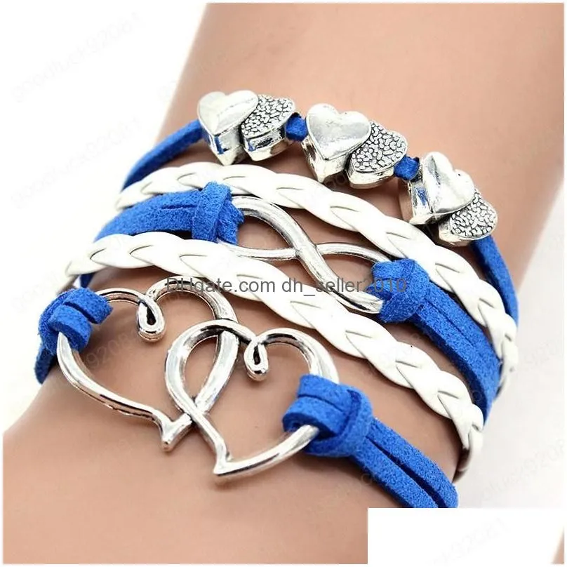 infinity double heart bracelet weave leather wrap bracelets multilayer women bracelets fashion jewelry