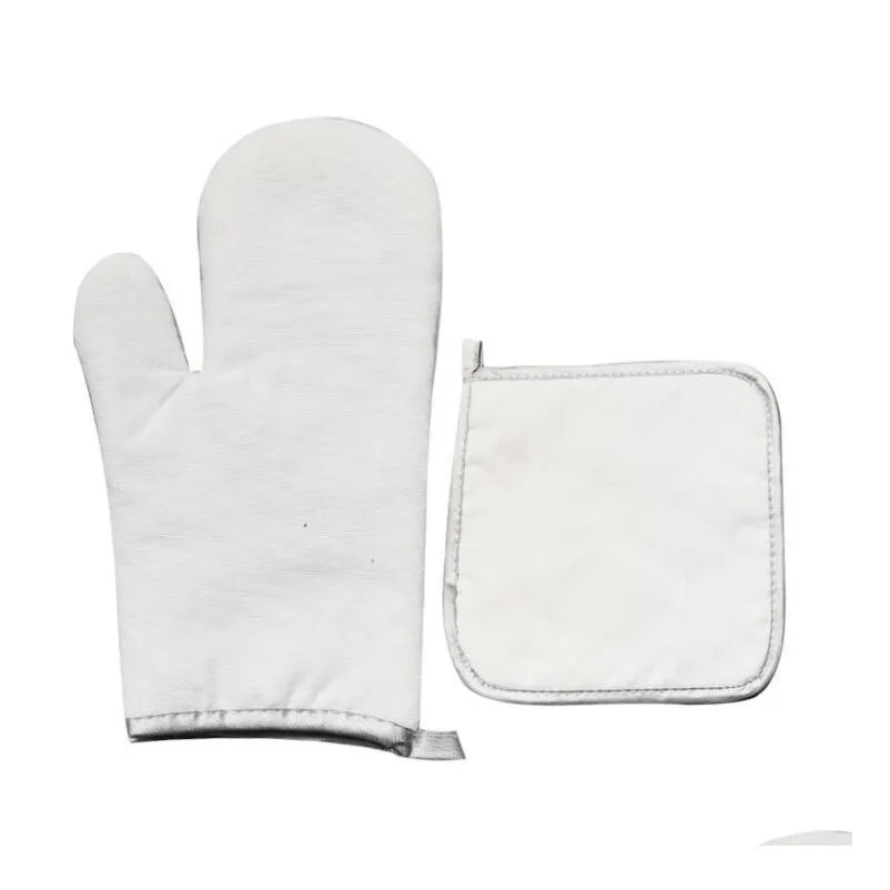 dhs50sets oven mitts sublimation diy white blank canvas bakeware oven mitts for kitchen cooking baking