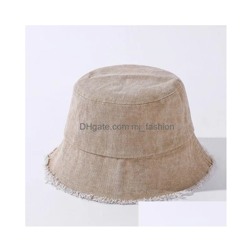 korea harajuku style fisherman hat vintage washed denim bucket hat female spring summer new casual tide wild sun hat