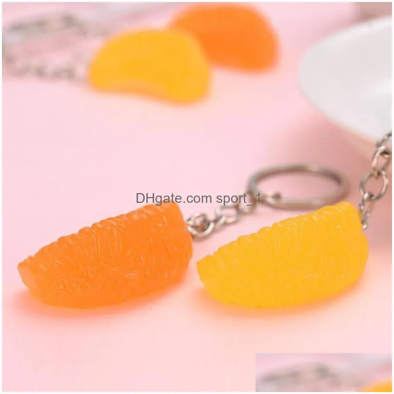 fashion lifelike imitation fruit keychains orange key ring female jewelry cartoon car handbag pendant