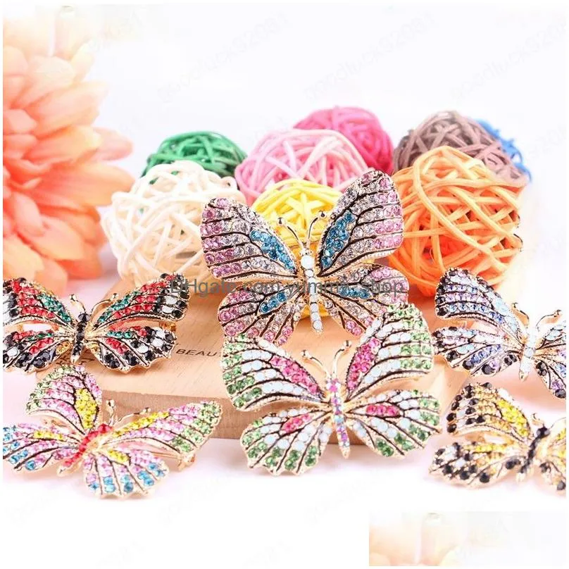 large crystal rhinestones butterfly brooches for women spring insect brooch pin coat fashion banquet wedding brooch gifts