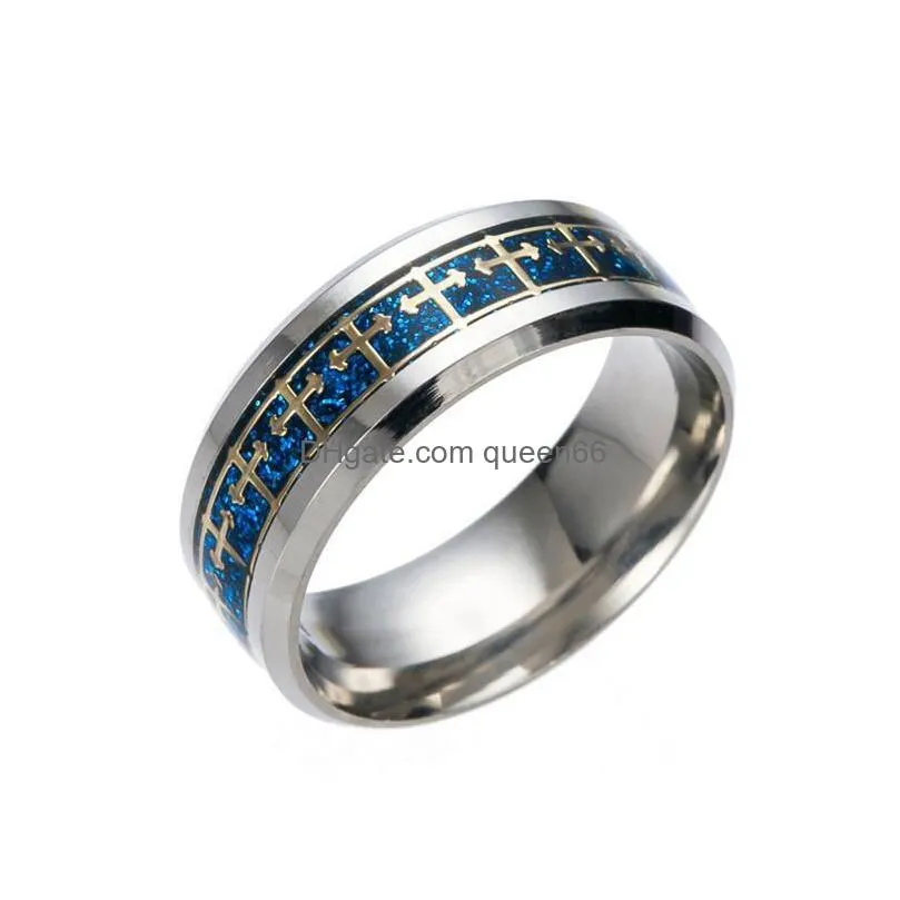 316 stainless steel jesus cross ring finger ring nail rings pray silver gold band rings for women men believe inspired jewelry 5