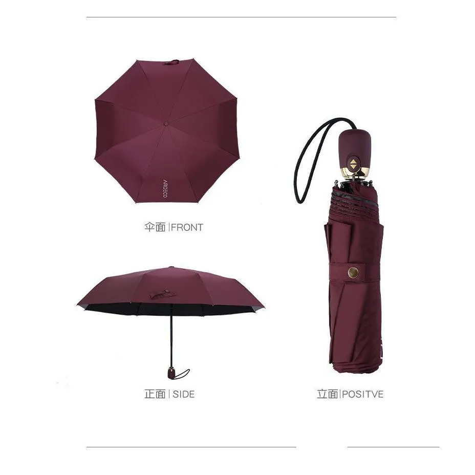 luxury brands high quality camellia automatic umbrella rain women men folding uv sun transparent sunshade umbrellas 201218
